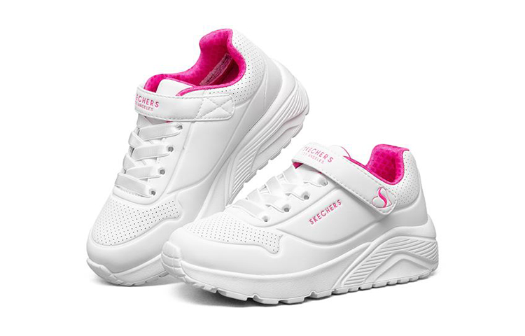 Lookbook (PS) Skechers Uno Lite Zapatillas Correr Blancas/Rosas/Rojas 310451L-WHP