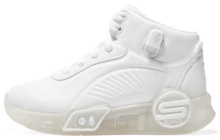 (Preschool) Skechers Velcro 'Voice Control Flashing White' 310100L-WHT