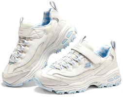 Shop 兒童 Skechers 魔鬼氈減震耐磨 兒童休閒鞋 白色/藍色