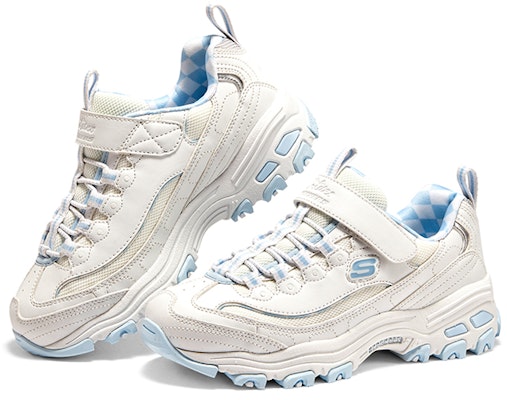 兒童 Skechers 魔鬼氈減震耐磨 兒童休閒鞋 白色/藍色 Shop 兒童 Skechers 魔鬼氈減震耐磨 兒童休閒鞋 白色/藍色