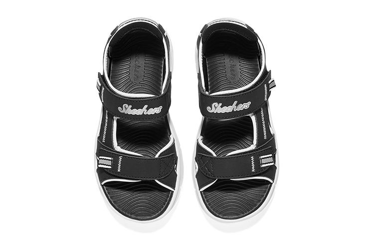 Shop (PS) Sandales Skechers Velcro Décontractées ''Noir Blanc''. 302984L-BKW
