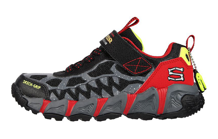 (Preschool) Skechers Velocitrek-Dino Quest 'Black Grey Red' 402229L-BKRD