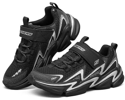 大童 Skechers Wavetronic 休閒 透氣防滑 低筒 兒童跑步鞋 黑銀色 Lookbook 大童 Skechers Wavetronic 休閒 透氣防滑 低筒 兒童跑步鞋 黑銀色