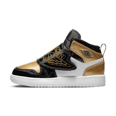 (PS) Sky Jordan 1 Mid 'Black Metallic Gold White'