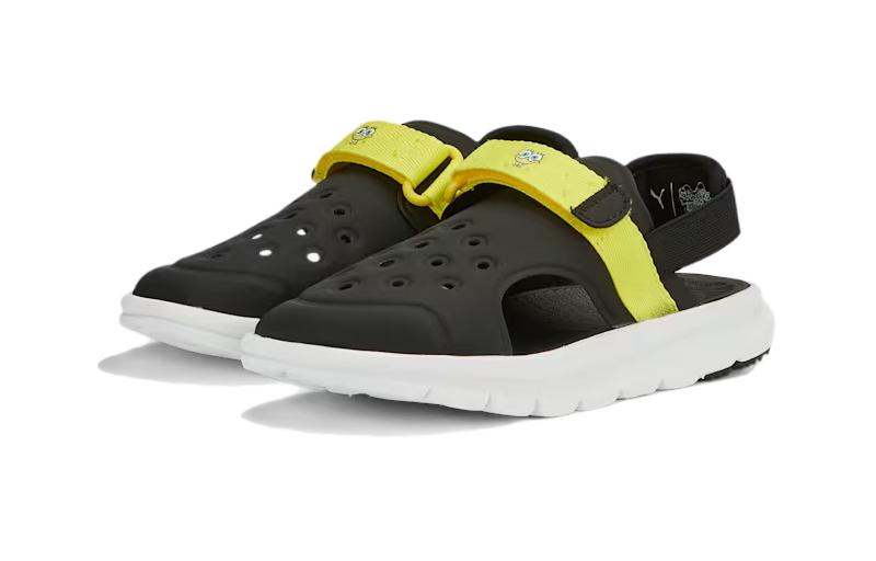 Lookbook (PS) Spongebob x Puma Evolve Sandale AC ''Noir/Blanc/Celandine''. 391190-01