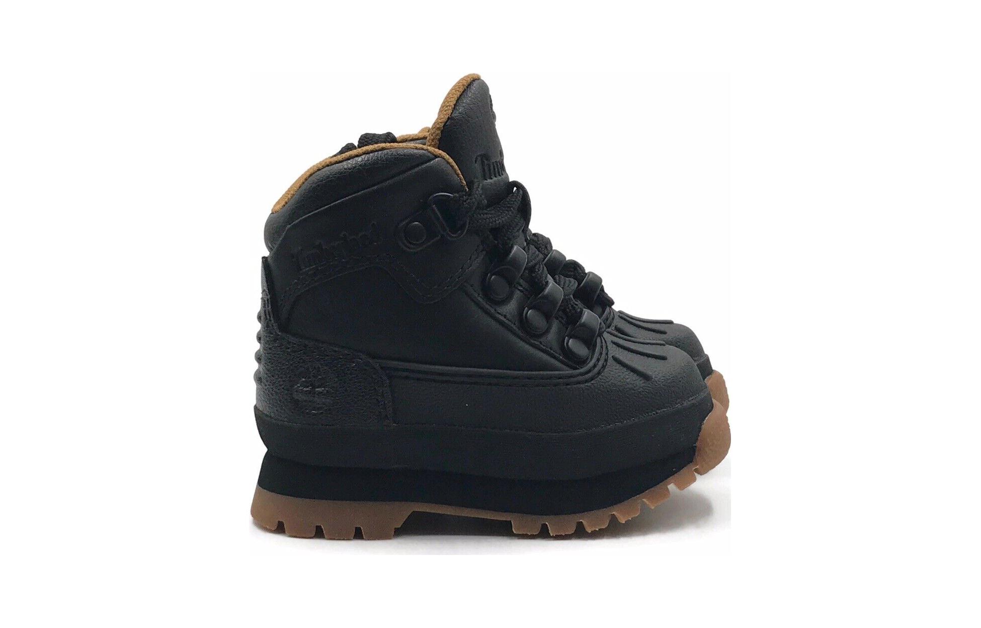 Order 台灣童 Timberland添柏林 euro hiker Shell Toe 舒適百搭 耐磨透氣 中筒 兒童靴子 黑色