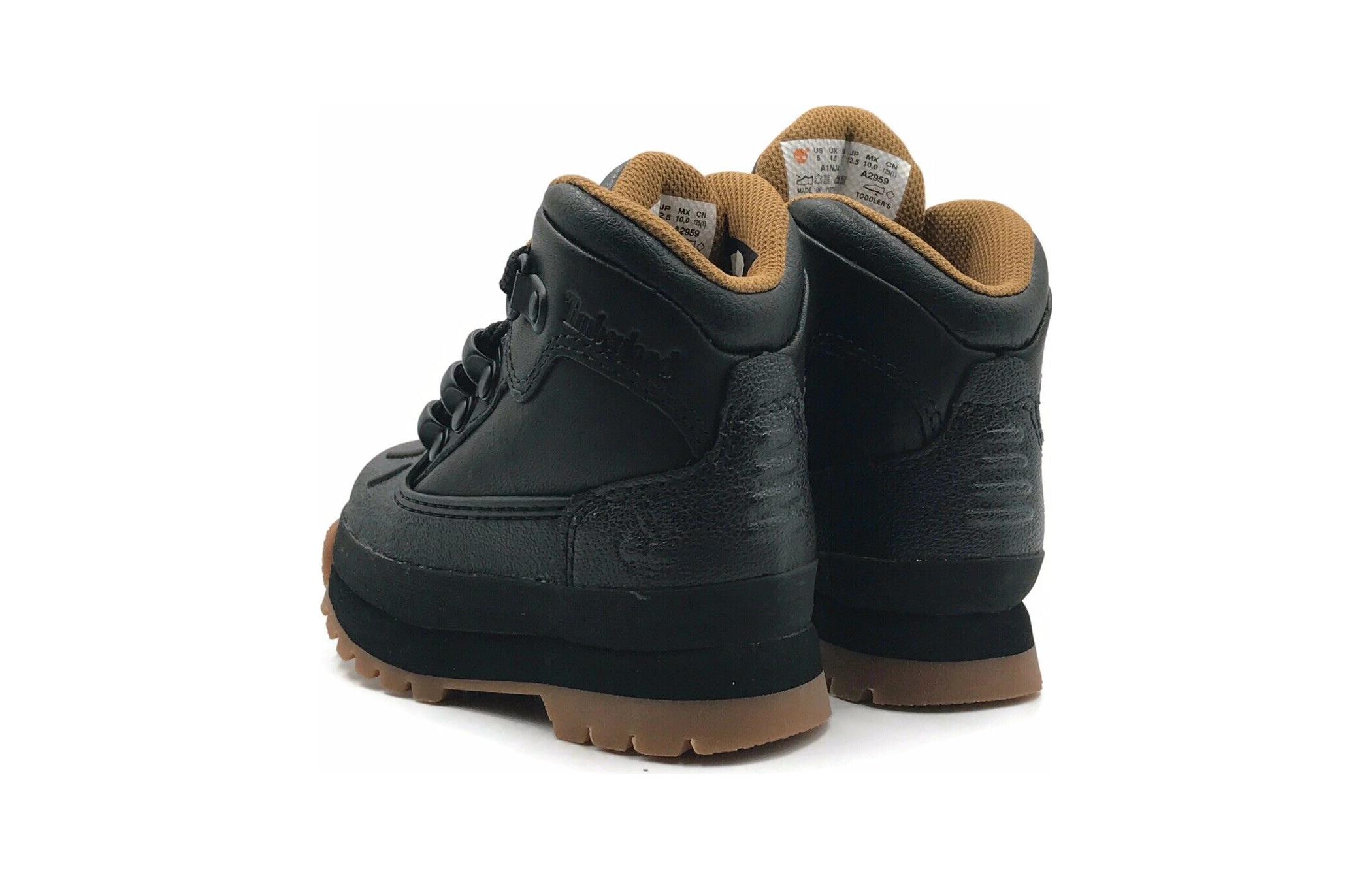 Shop 台灣童 Timberland添柏林 euro hiker Shell Toe 舒適百搭 耐磨透氣 中筒 兒童靴子 黑色