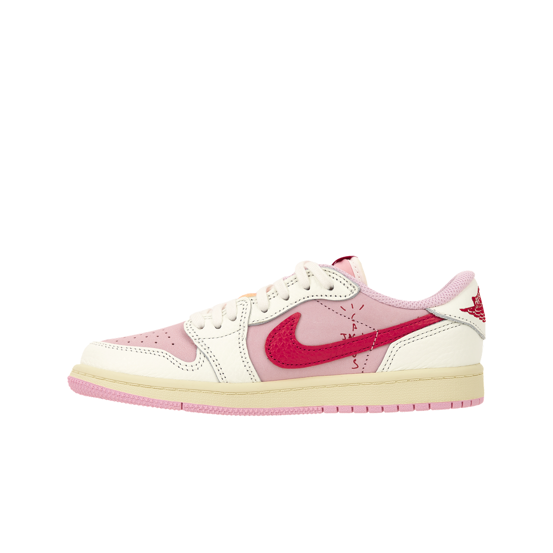 Lookbook (PS) Travis Scott x Air Jordan 1 Retro Low OG ''Sail Tropical Pink'' Malay Translation: Travis Scott x Air Jordan 1 Low OG Retro ''Sail Tropical Pink''. IQ7605-101