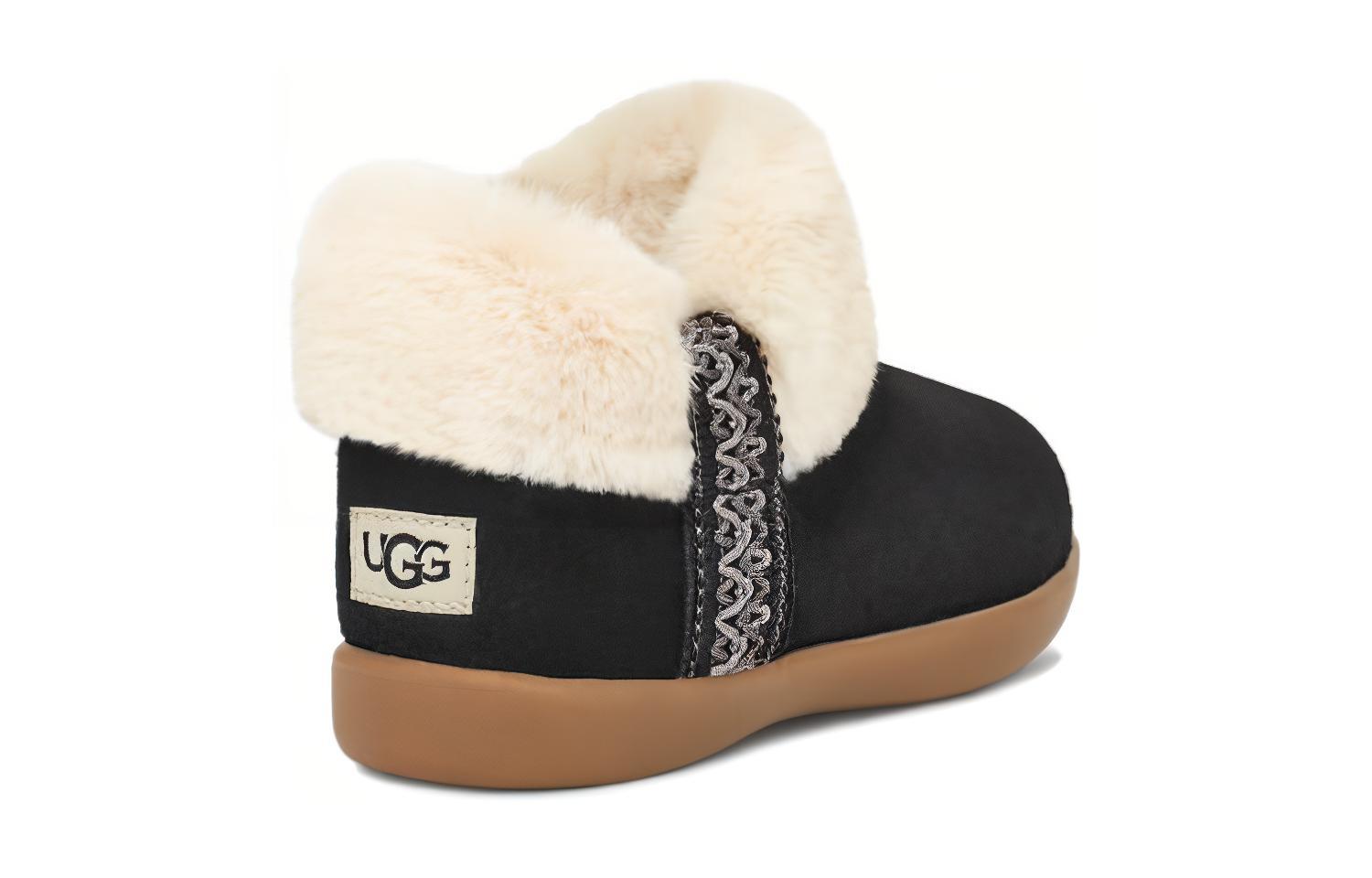 Shop 兒童 UGG 絨面 舒適潮流 低筒 兒童靴子 黑色