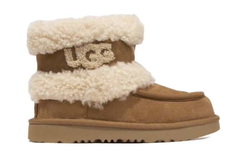 Order 兒童 UGG 絨面 圓頭套腳 耐磨 高筒 兒童靴子 棕色