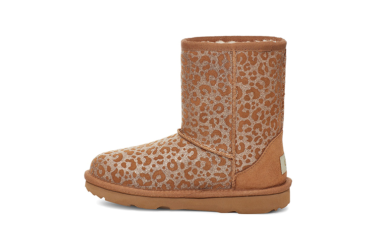 (Preschool) UGG Classic II Glitter Leopard Fleece Lined Brown 1112388T-CHE