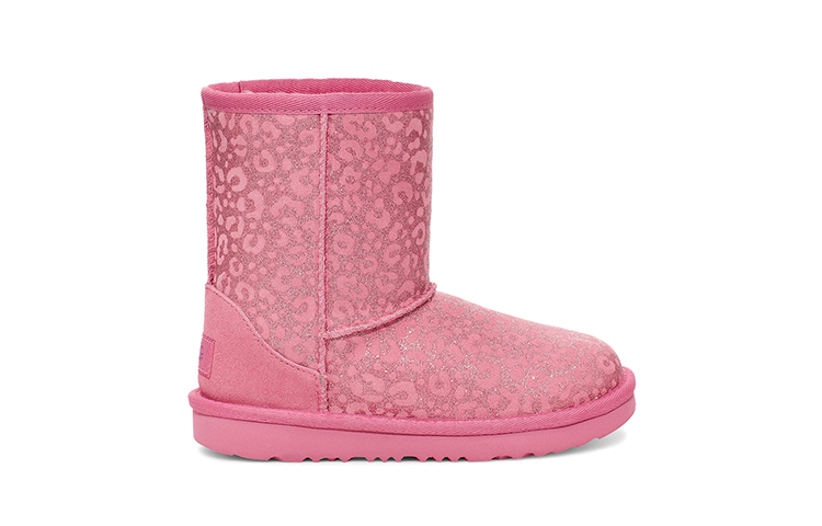 Order 幼童 UGG 經典 II 閃亮豹紋 加絨雪靴 野漿果色