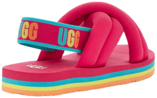 Lookbook 大童 UGG 交叉時尚涼拖 玫紅