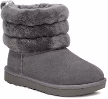 Lookbook (Preschool) UGG Fluff Mini Quilted Fleece Lined Gray 1103612T-CHRC