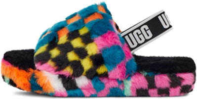 (Preschool) UGG Fluff Yeah Checks Slide 'Black Multi' 1130390K-BLKM (Preschool) UGG Fluff Yeah Checks Slide 'Black Multi' 1130390K-BLKM