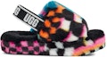 Order (PS) UGG Fluff Yeah Checks Slide 'Hitam Pelbagai' 1130390K-BLKM