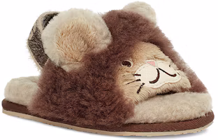Lookbook 中童 UGG Fluff Yeah 獅紋羊毛時尚涼拖 巧克力色