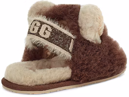 Shop 中童 UGG Fluff Yeah 獅紋羊毛時尚涼拖 巧克力色