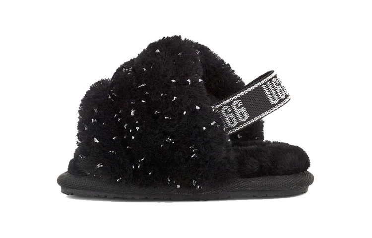 (Preschool) UGG Fluff Yeah Metallic Sparkle 'Black Comfort Casual' 1125376T-BLK