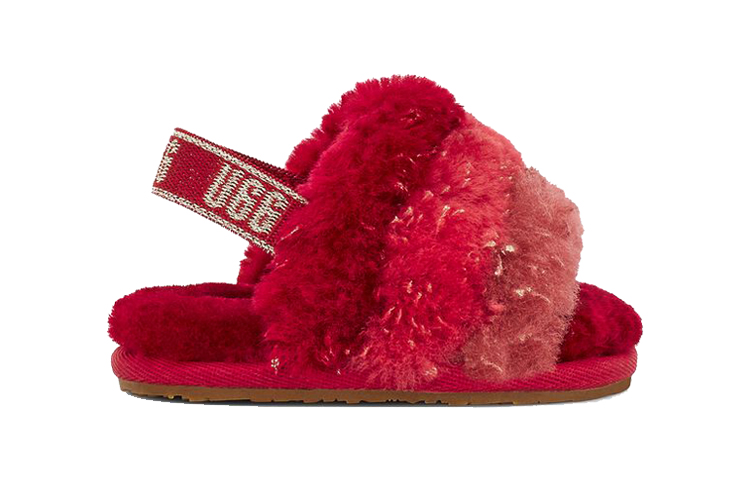 Order (PS) UGG Fluff Yeah 金属闪亮红色舒适休闲毛绒拖鞋 1125950T-REMU