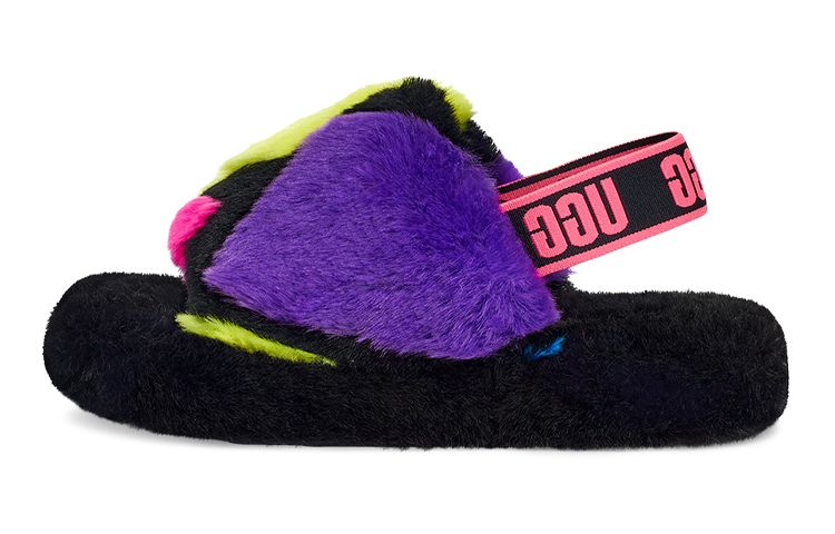 (Preschool) UGG Fluff Yeah Party Spots 'Black' 1124924K-BLK