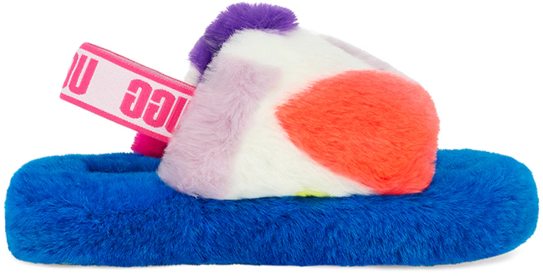 大童 UGG Fluff Yeah Party Spots 毛毛拖鞋 白色 Order 大童 UGG Fluff Yeah Party Spots 毛毛拖鞋 白色