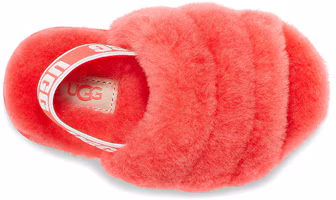 Shop 幼童 UGG Fluff Yeah 滑鞋 輕便舒適 毛茸涼鞋 閃亮珊瑚紅