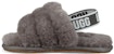 (TD) UGG Fluff Yeah Slide 'Charcoal' - Selipar Bulu Wanita 'Charcoal'. 1098579T-CHRC