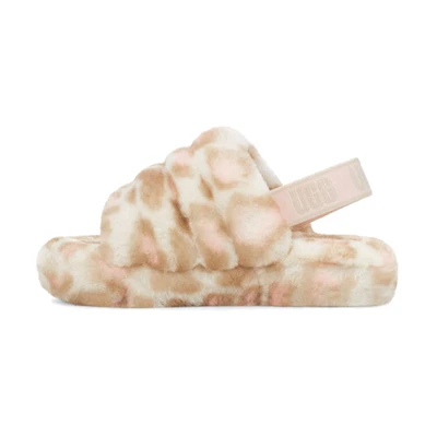 (PS) UGG Fluff Yeah Slide Panther Print Slipper 'White'