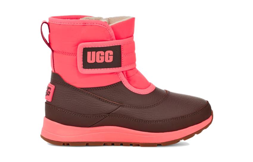 Order 大童 UGG 皮革 圓頭配扣 中筒 兒童靴 珊瑚色