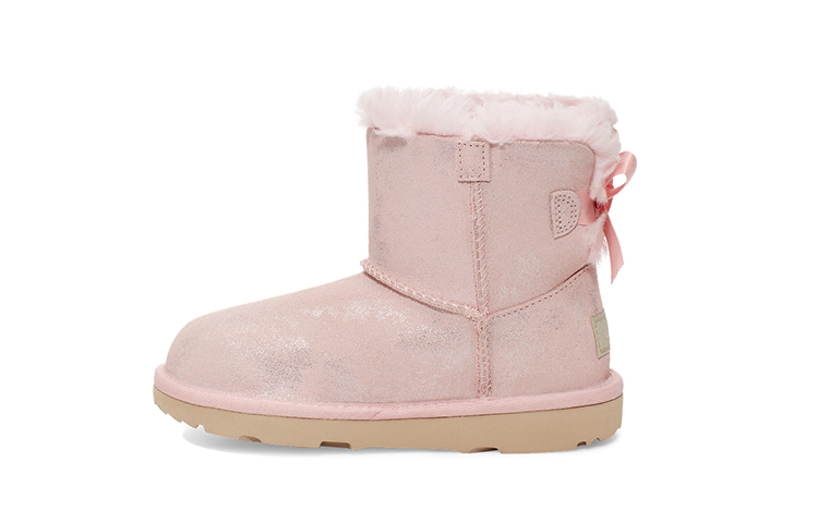 (Preschool) UGG Mini Bailey Bow II Shimmer Fleece Lined Pink 1116173T-PCD