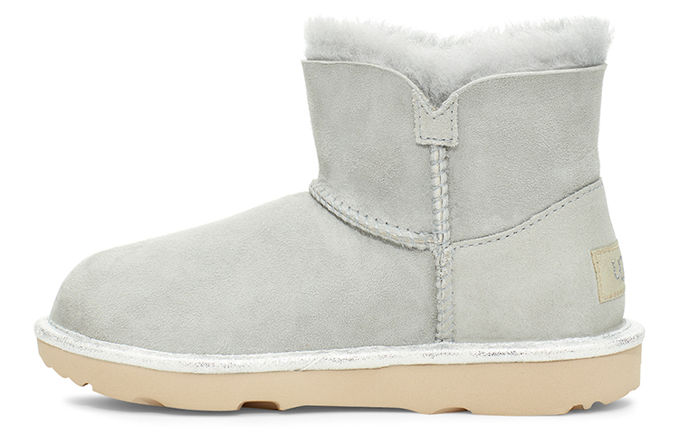 (Preschool) UGG Mini Bailey Button II Star (Big ) Grey/Purple 1107969K-GVT