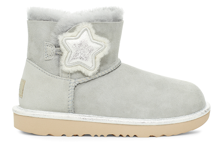 Order (Preschool) UGG Mini Bailey Button II Star (Big ) Grey/Purple 1107969K-GVT