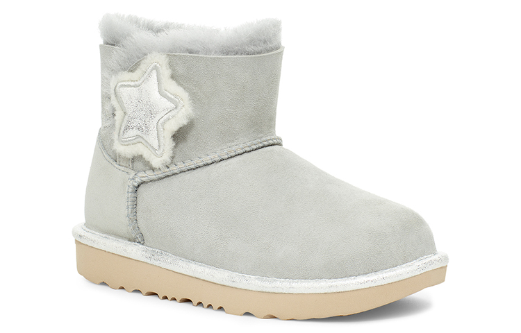Lookbook (Preschool) UGG Mini Bailey Button II Star (Big ) Grey/Purple 1107969K-GVT