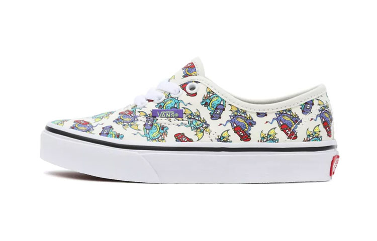 Buy 中童 Vans Authentic 休閒卡通龍圖樣 低筒 兒童滑板鞋 白