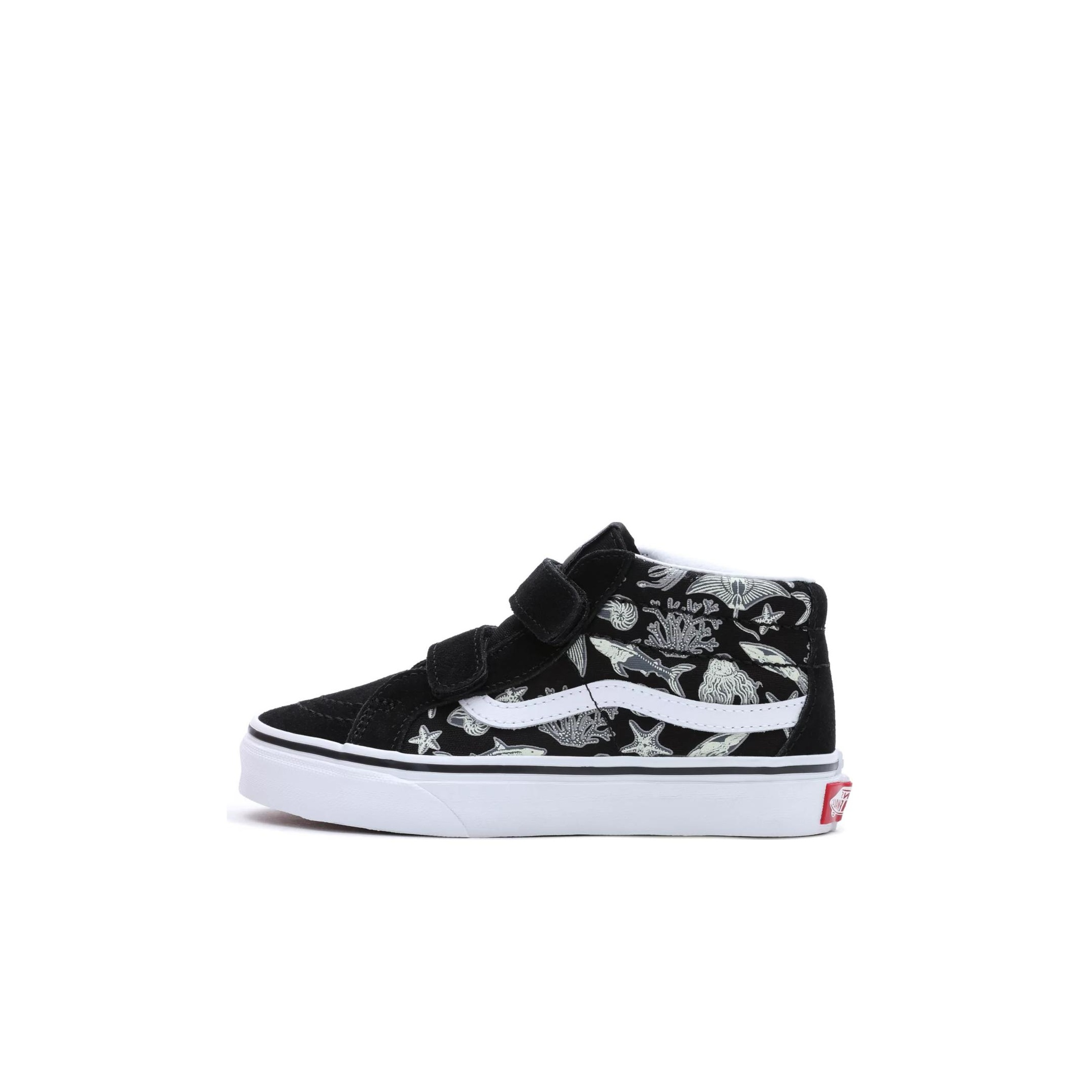 (Preschool) Vans Checkerboard Sk8-Mid Reissue Hook and Loop Shoes 'Black White' VN00018TBMV