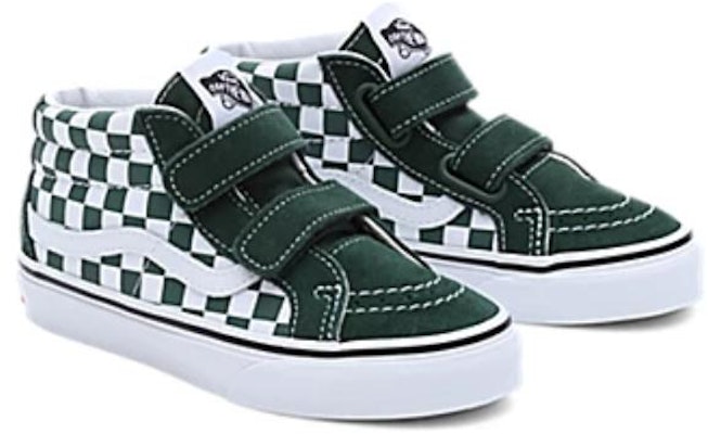 (Preschool) Vans Checkerboard Sk8-Mid Reissue Hook and Loop Shoes 'Green White' VN00018TBD6 Lookbook (Preschool) Vans Checkerboard Sk8-Mid Reissue Hook and Loop Shoes 'Green White' VN00018TBD6