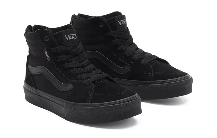 Lookbook 大童 Vans 流行百搭休閒 輕便 高筒 兒童滑板鞋 黑色