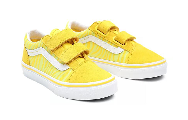 Lookbook (PS) Vans Neon Animal Old Skool V Kasut 'Kuning' VN0A4BUV33Z