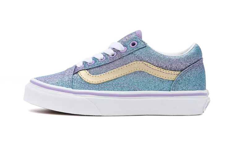 Buy 中童 Vans Old Skool 漸變亮片 休閒 低筒 兒童滑板鞋 藍紫
