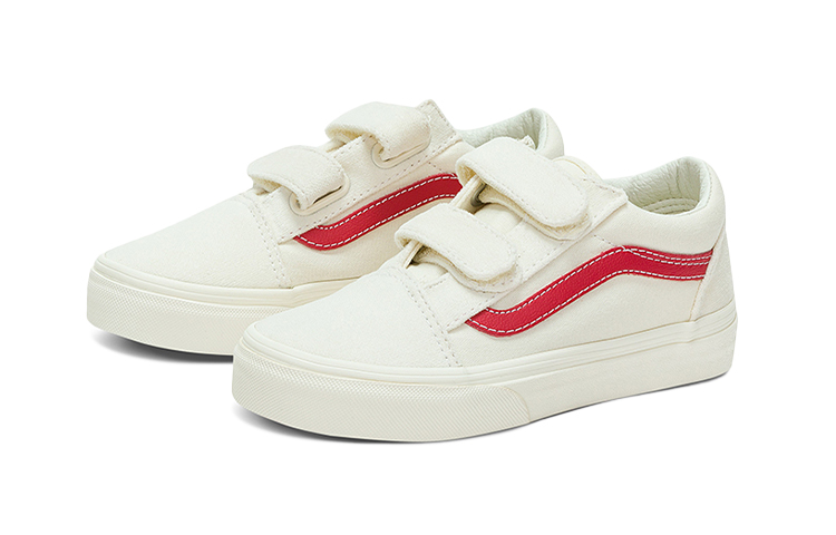 Vans Old Skool Low Top Casual Skate Shoes White Red 圖 2