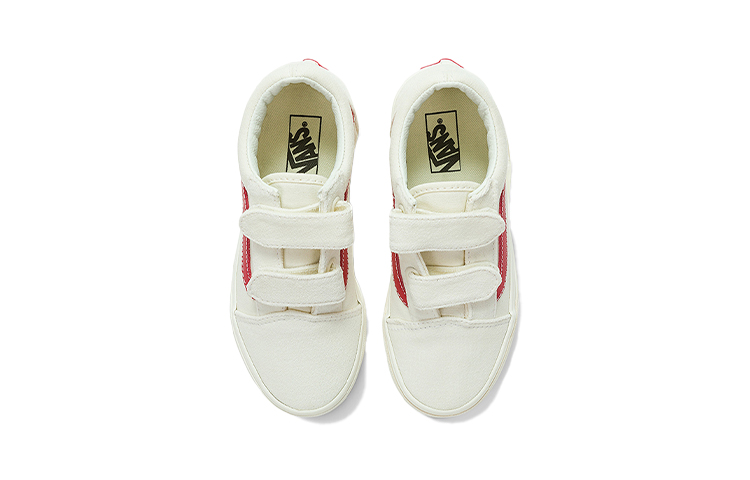 Vans Old Skool Low Top Casual Skate Shoes White Red 圖 3