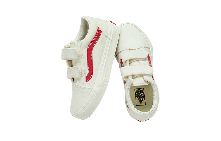 Vans Old Skool Low Top Casual Skate Shoes White Red 圖 4