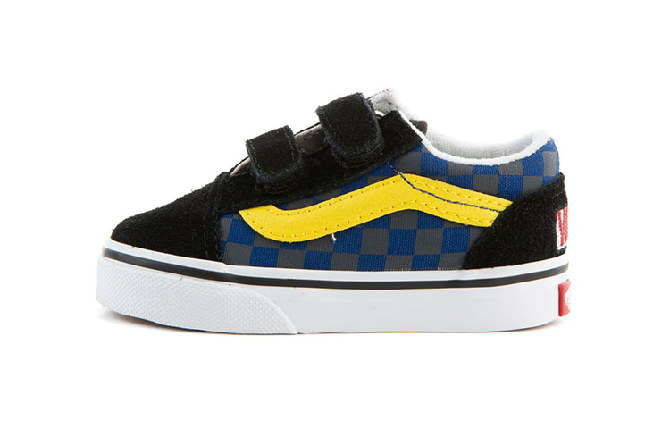 Buy 幼童 Vans Old Skool V 魔術貼 耐磨防滑 低筒休閒板鞋 黑黃紅