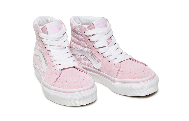 Lookbook 반스 스케이트하이 핑크 패턴 스케이트 슈즈 VN0A4BUW230