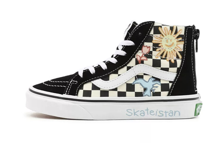 Buy 中童 Vans SK8 HI 拉鍊 休閒 高筒 兒童滑板鞋 黑白