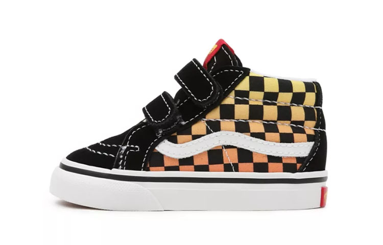 Buy Vans Flame Logo Repeat Sk8-Mid Velcro 'Hitam Merah Kuning' VN0A5DXDABX
