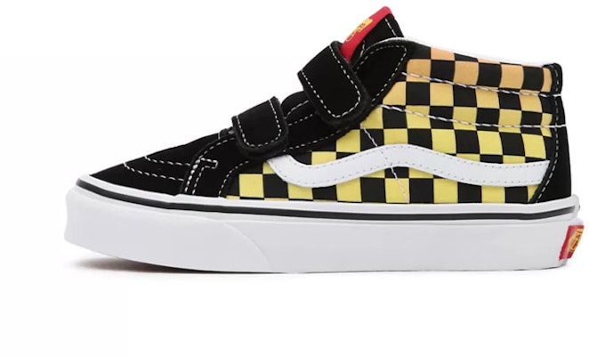 中童 Vans SK8 MID 火焰標誌重複復刻 魔鬼氈 棋盤格 休閒 中筒 兒童滑板鞋 黃黑紅 Buy 中童 Vans SK8 MID 火焰標誌重複復刻 魔鬼氈 棋盤格 休閒 中筒 兒童滑板鞋 黃黑紅