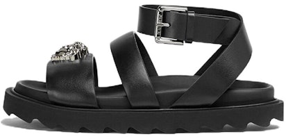 (Preschool) Versace La Medusa Leather Open-Toe Buckle Comfort Kid's Sandals 'Black' 1011156-1A00138_1B00P (Preschool) Versace La Medusa Leather Open-Toe Buckle Comfort Kid's Sandals 'Black' 1011156-1A00138_1B00P