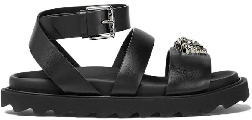 (PS) Sandali Versace La Medusa in Pelle per Bambini con Fibbia e Punta Aperta ''Neri'' 1011156-1A00138_1B00P Order (PS) Sandali Versace La Medusa in Pelle per Bambini con Fibbia e Punta Aperta ''Neri'' 1011156-1A00138_1B00P